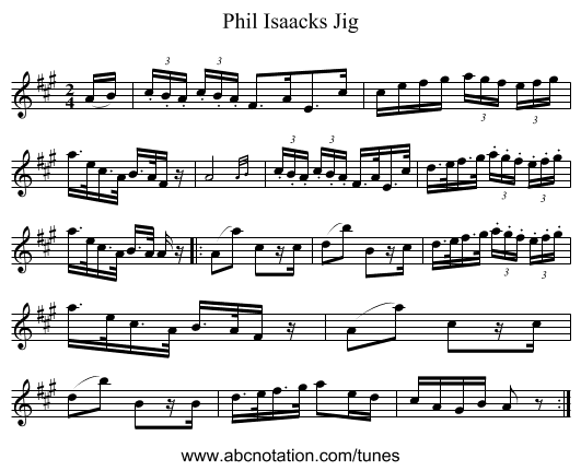 Phil Isaacks Jig - staff notation