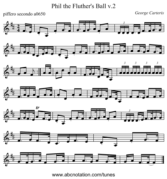 Phil the Fluther's Ball v.2 - staff notation