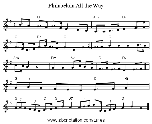 Philabelula All the Way - staff notation