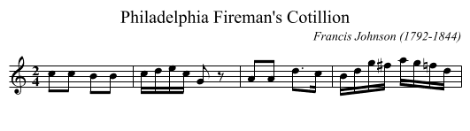 Philadelphia Fireman's Cotillion - staff notation