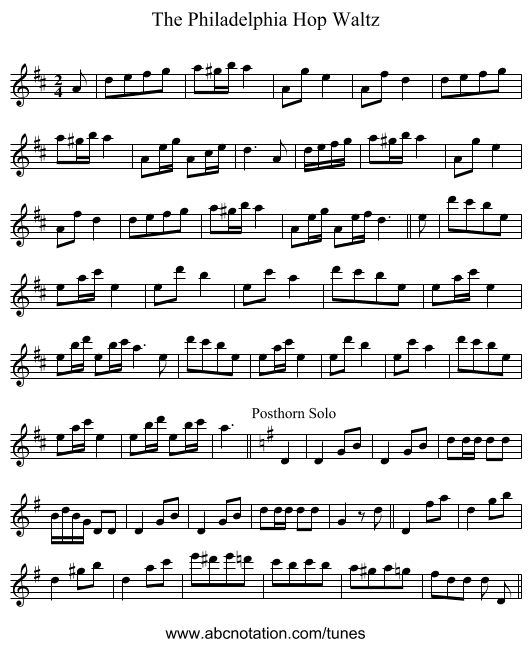 Philadelphia Hop Waltz, The - staff notation