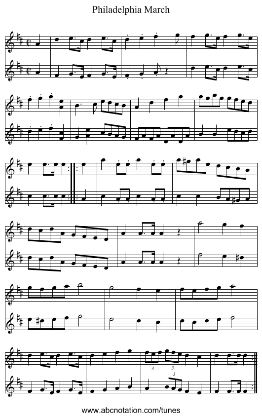 Philadelphia March - staff notation