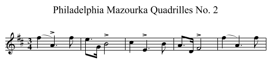 Philadelphia Mazourka Quadrilles No. 2 - staff notation