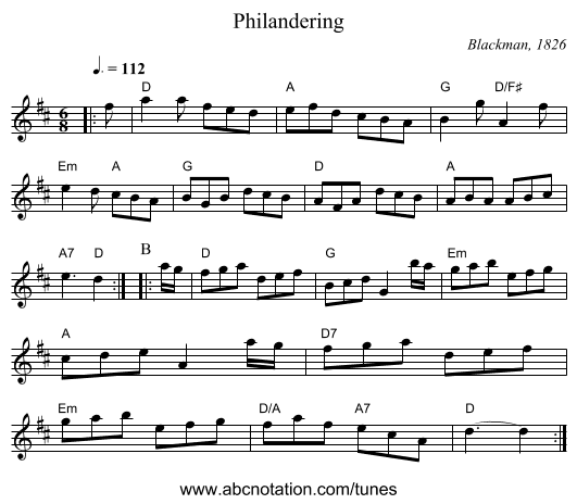 Philandering - staff notation
