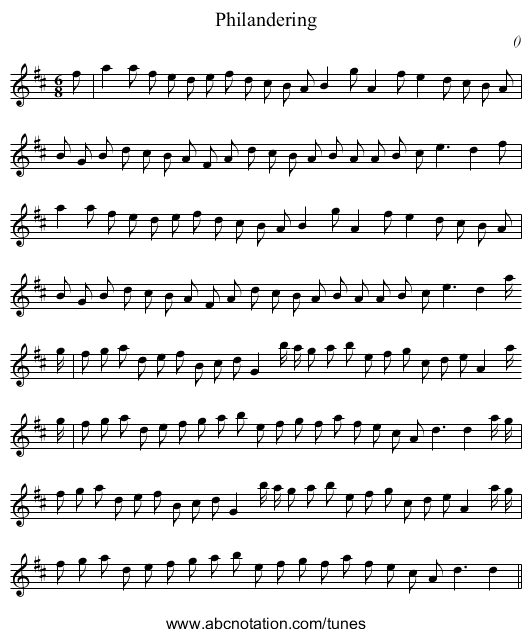 Philandering - staff notation