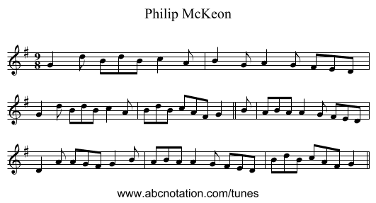 Philip McKeon - staff notation