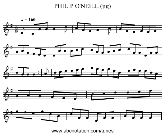 PHILIP O'NEILL (jig) - staff notation
