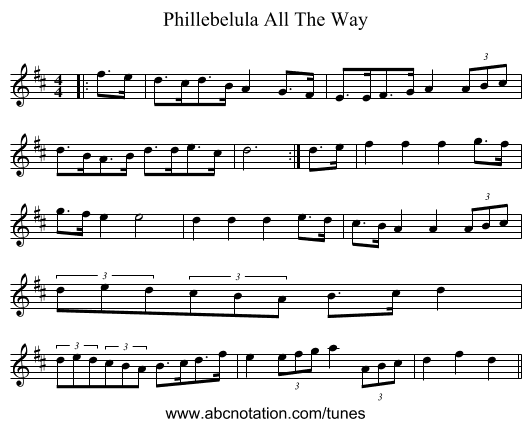 Phillebelula All The Way - staff notation