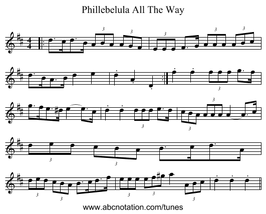 Phillebelula All The Way - staff notation