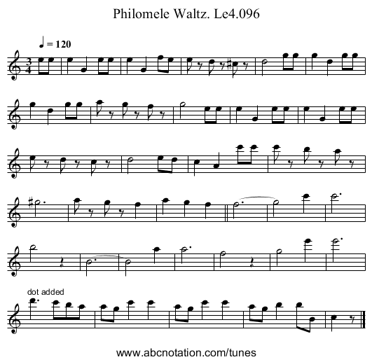 Philomele Waltz. Le4.096 - staff notation