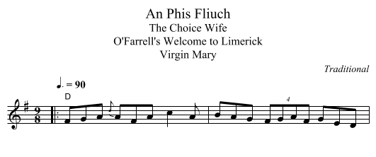 Phis Fliuch, An - staff notation