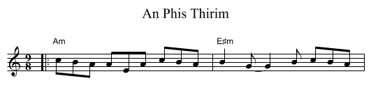 Phis Thirim, An  - staff notation