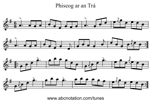 Phiseog ar an Trá - staff notation