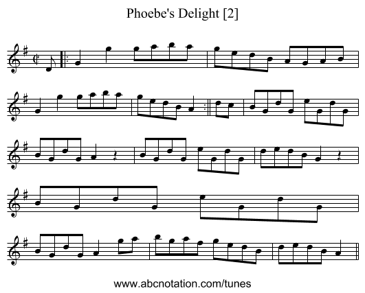 Phoebe's Delight [2] - staff notation