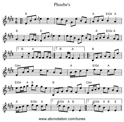 Phoebe's - staff notation