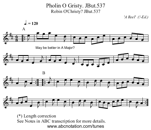 Pholin O Gristy. JBut.537 - staff notation