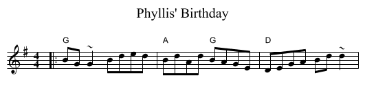 Phyllis' Birthday - staff notation