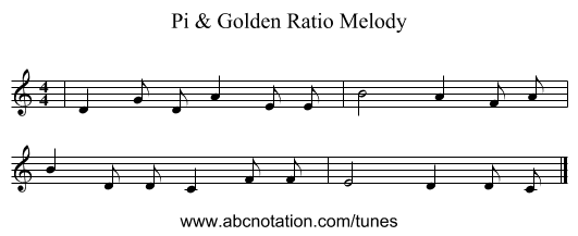 Pi & Golden Ratio Melody - staff notation