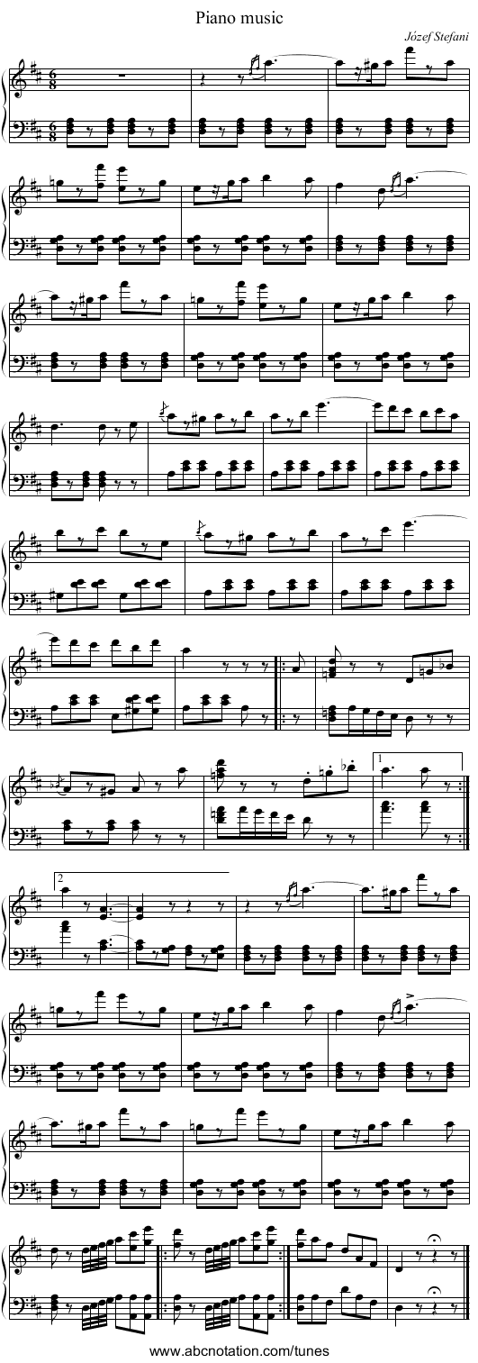 Piano music - staff notation