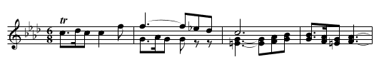 Piano Sonata No. 2 in F major, K 280 (189e), mvmt. 2 - staff notation