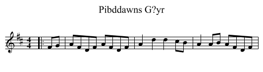 Pibddawns G?yr - staff notation