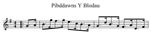 Pibddawns Y Blodau - staff notation