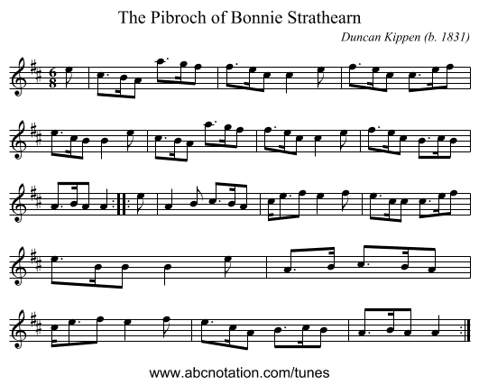 Pibroch of Bonnie Strathearn, The - staff notation