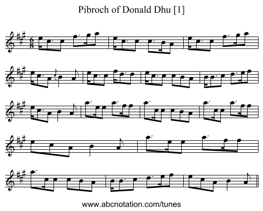 Pibroch of Donald Dhu [1] - staff notation