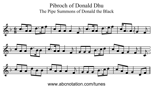 Pibroch of Donald Dhu - staff notation