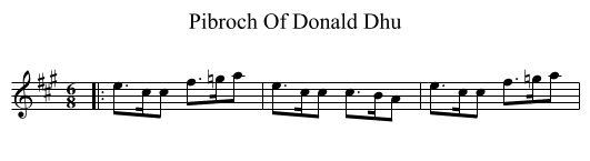 Pibroch Of Donald Dhu - staff notation