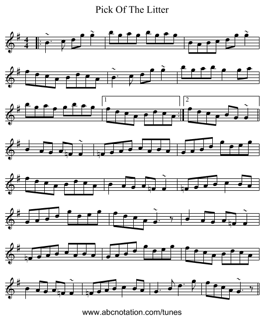 Pick Of The Litter - staff notation
