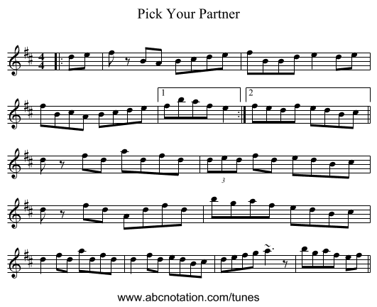 Pick Your Partner - staff notation
