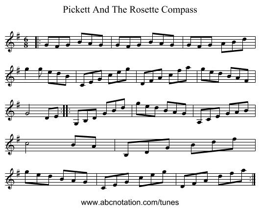 Pickett And The Rosette Compass - staff notation