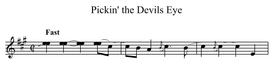 Pickin' the Devils Eye - staff notation
