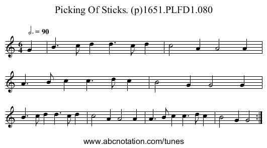 Picking Of Sticks. (p)1651.PLFD1.080 - staff notation