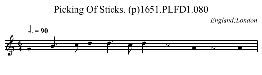 Picking Of Sticks. (p)1651.PLFD1.080 - staff notation