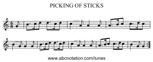 PICKING OF STICKS - staff notation