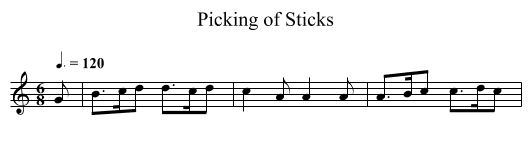 Picking of Sticks - staff notation