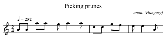 Picking prunes - staff notation