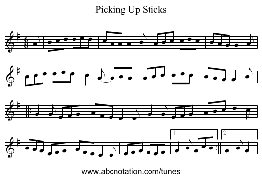Picking Up Sticks - staff notation