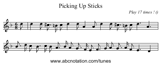 Picking Up Sticks - staff notation