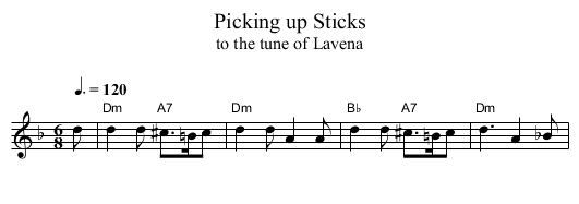 Picking up Sticks - staff notation