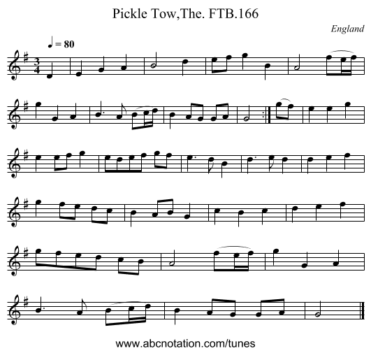 Pickle Tow,The. FTB.166 - staff notation