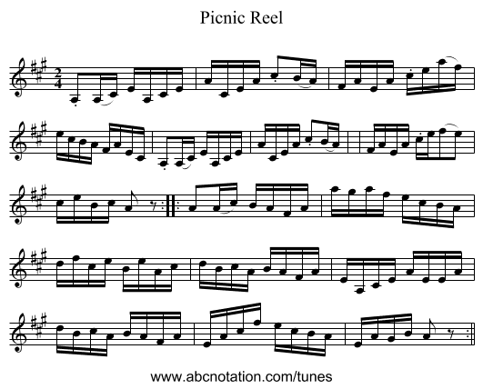Picnic Reel - staff notation