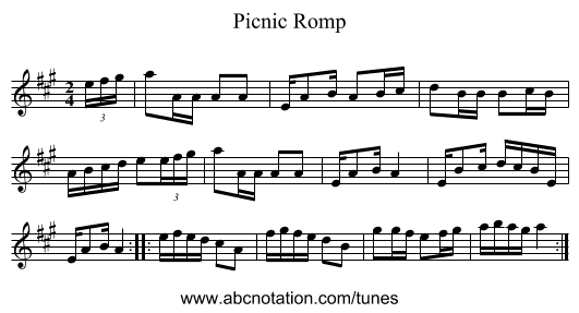 Picnic Romp - staff notation