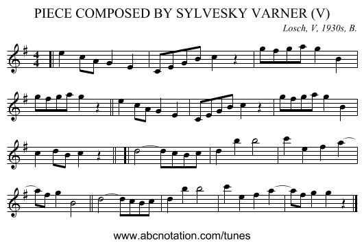 PIECE COMPOSED BY SYLVESKY VARNER (V) - staff notation