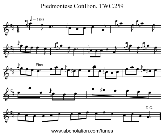 Piedmontese Cotillion. TWC.259 - staff notation