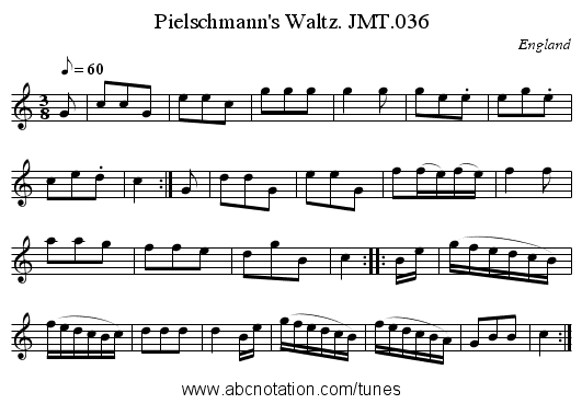 Pielschmann's Waltz. JMT.036 - staff notation