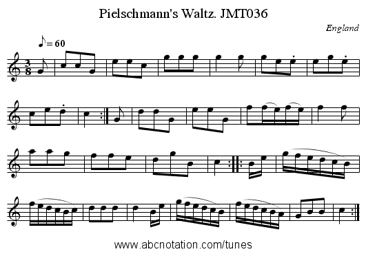 Pielschmann's Waltz. JMT036 - staff notation