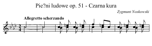 Pie?ni ludowe op. 51 - Czarna kura - staff notation